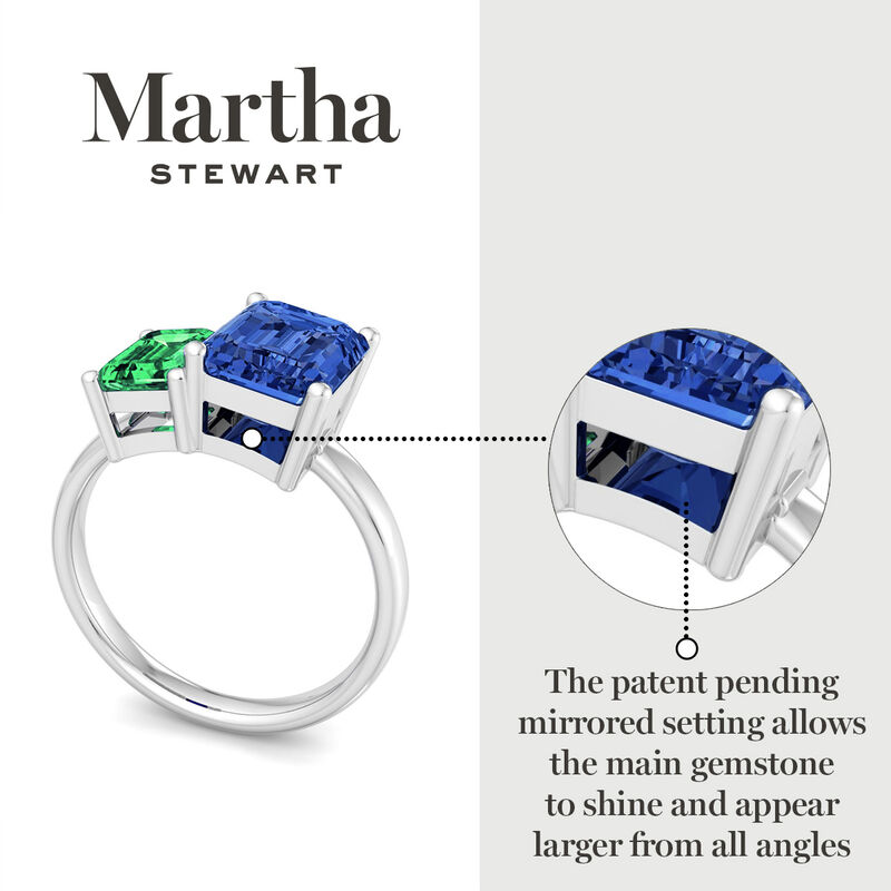 Martha Stewart 3 1/4ctw. Emerald & Sapphire Two Stone Ring In Sterling Silver image number null